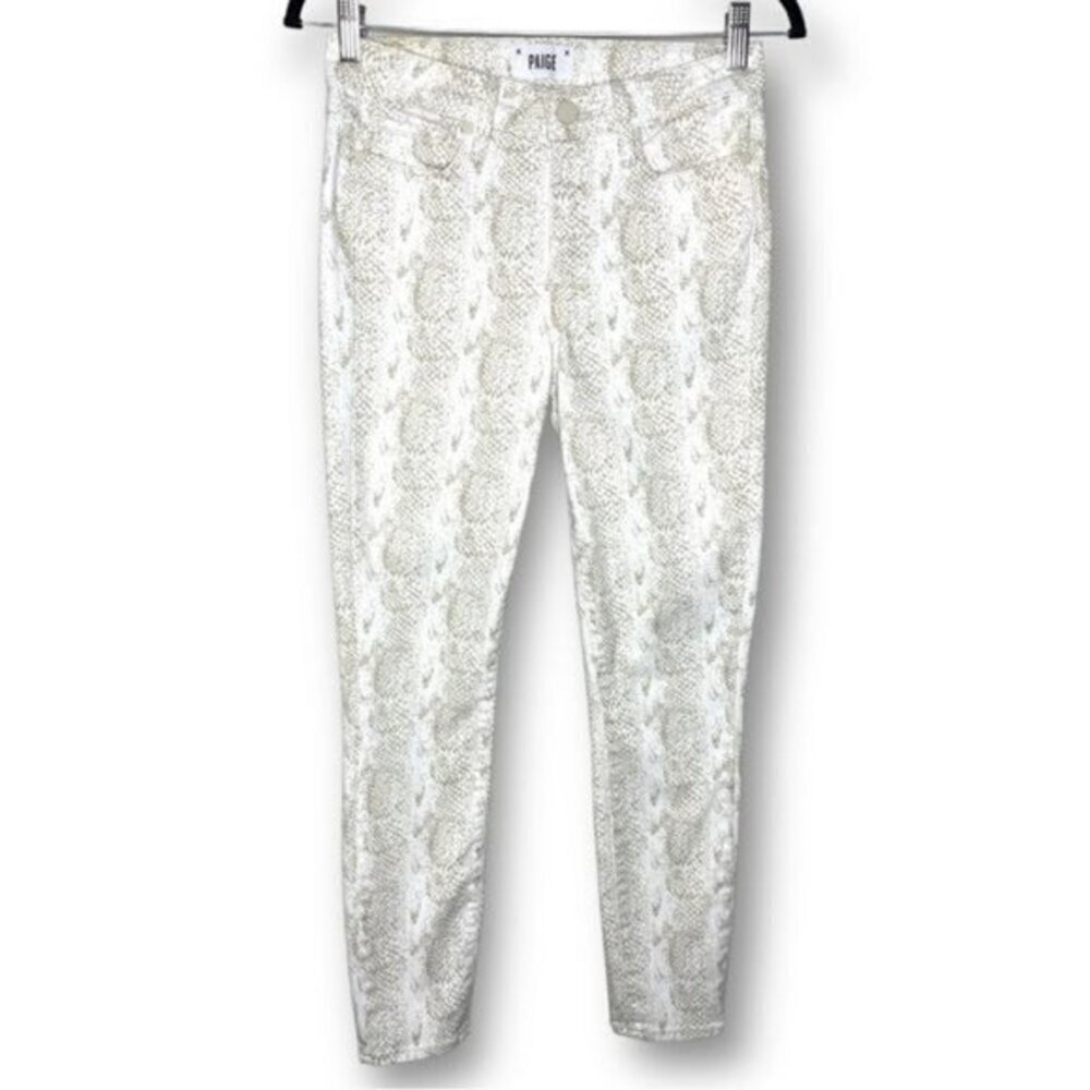 Paige Sz 27 Hoxton Ankle White Tan Sonoran Snake Lyocell Blend Skinny Jeans $239